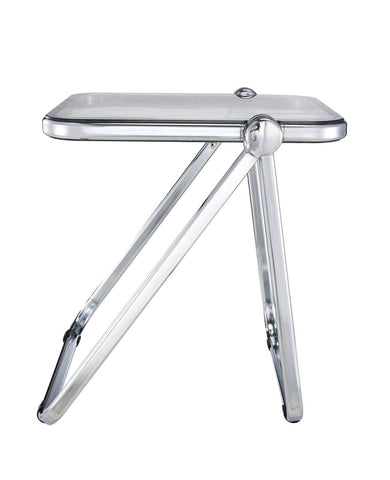 Lawrence Square Folding Side Table with Plastic Tabletop in Chrome Aluminum/Iron Frame