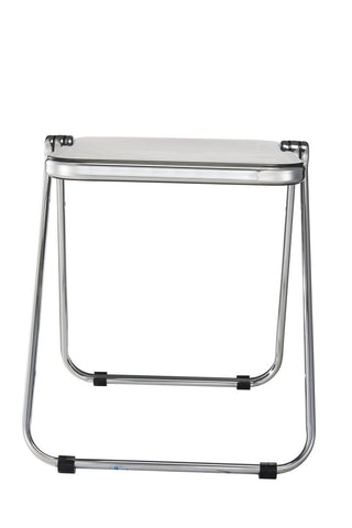 Lawrence Square Folding Side Table with Plastic Tabletop in Chrome Aluminum/Iron Frame