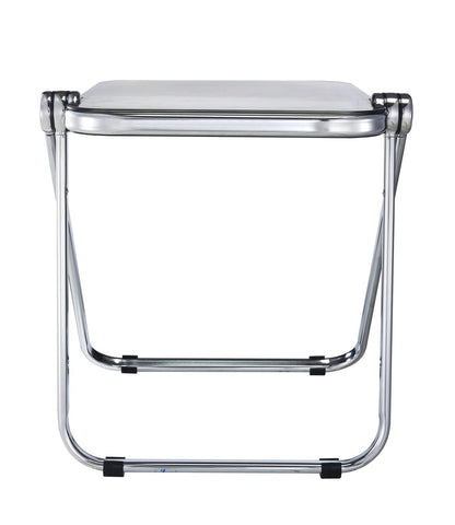 Lawrence Square Folding Side Table with Plastic Tabletop in Chrome Aluminum/Iron Frame