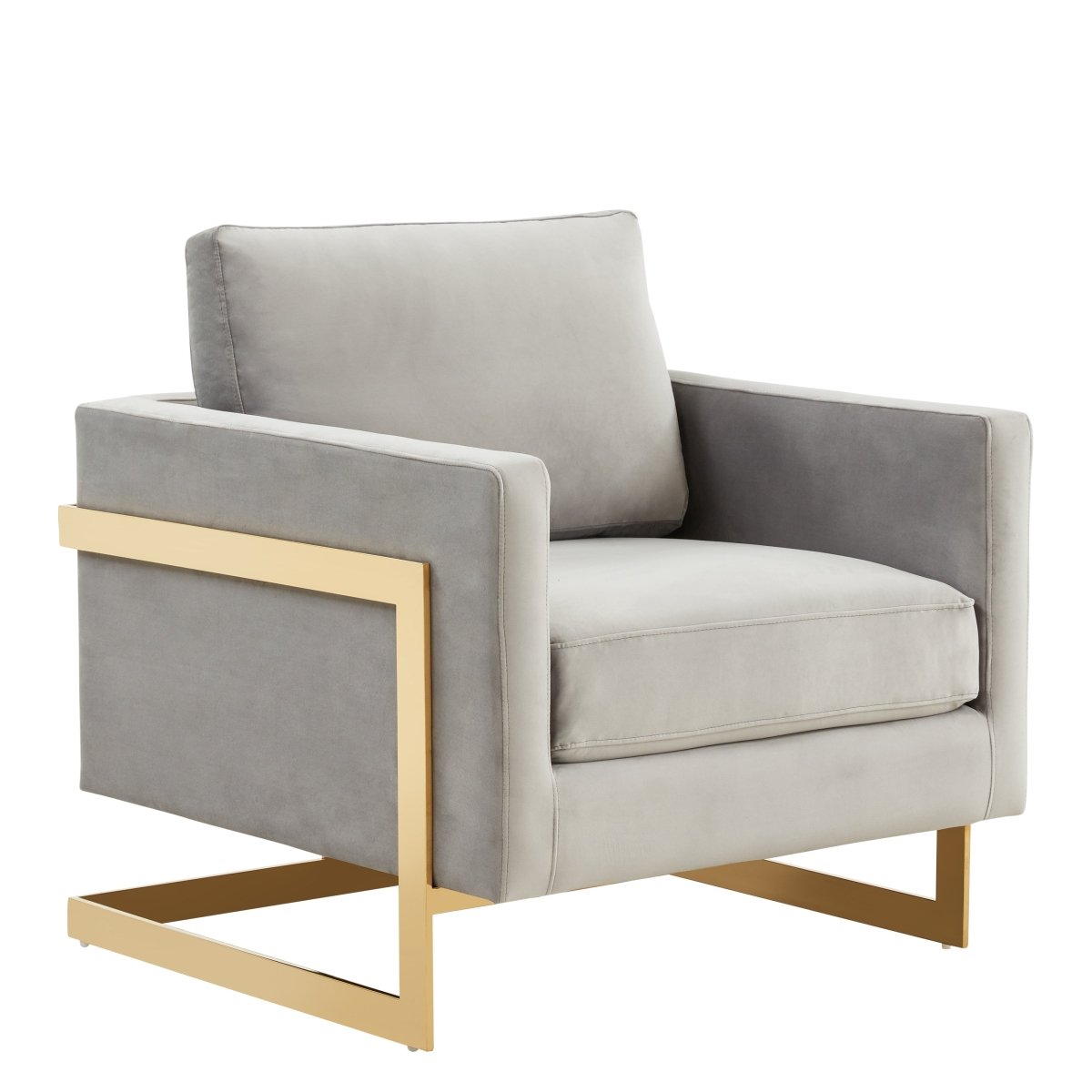 Lincoln Modern Upholstered in Fabric Accent Armchair With Gold/Black/White Metal Frame