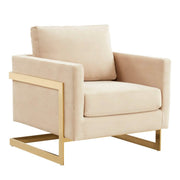 Lincoln Modern Upholstered in Fabric Accent Armchair With Gold/Black/White Metal Frame