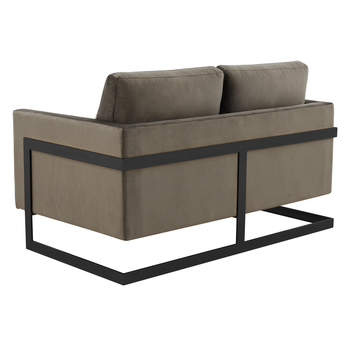 Lincoln Velvet/Leather Upholstered Loveseat with Gold/Black/Silver Steel Frame & Removable Cushions