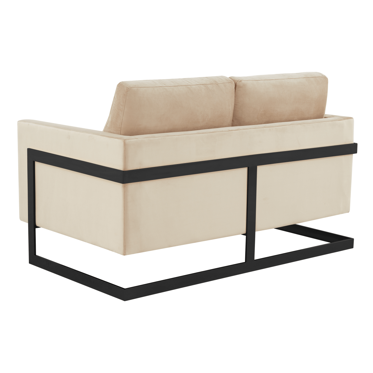 Lincoln Velvet/Leather Upholstered Loveseat with Gold/Black/Silver Steel Frame & Removable Cushions