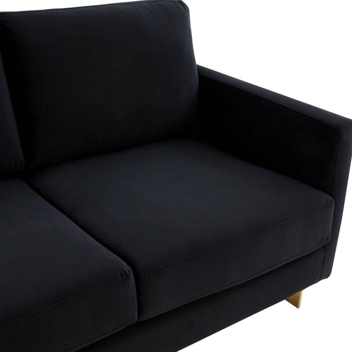 Lincoln Velvet/Leather Upholstered Loveseat with Gold/Black/Silver Steel Frame & Removable Cushions