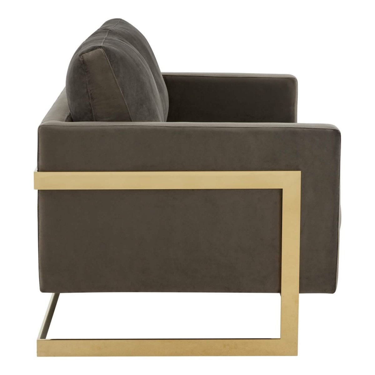 Lincoln Velvet/Leather Upholstered Loveseat with Gold/Black/Silver Steel Frame & Removable Cushions