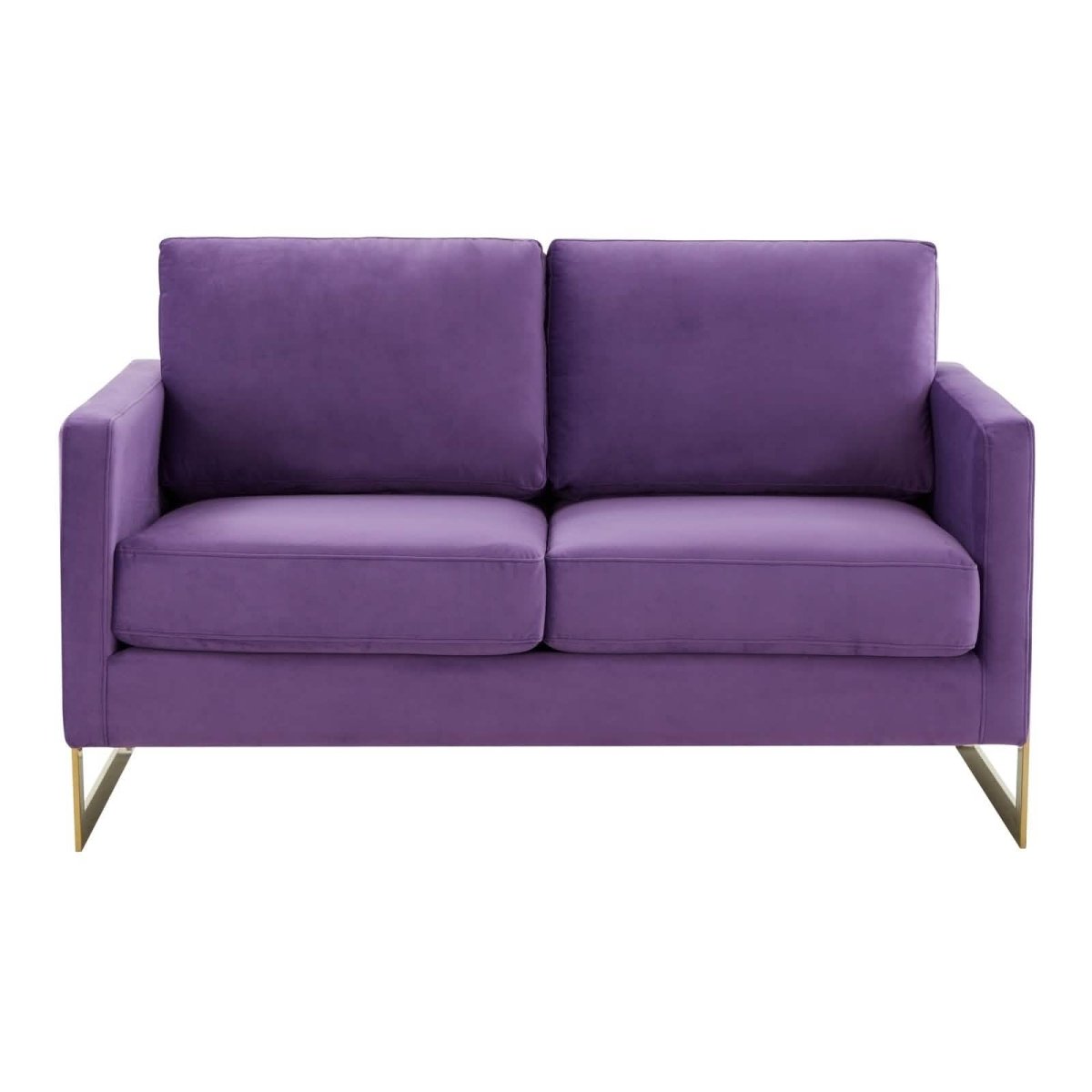 Lincoln Velvet/Leather Upholstered Loveseat with Gold/Black/Silver Steel Frame & Removable Cushions