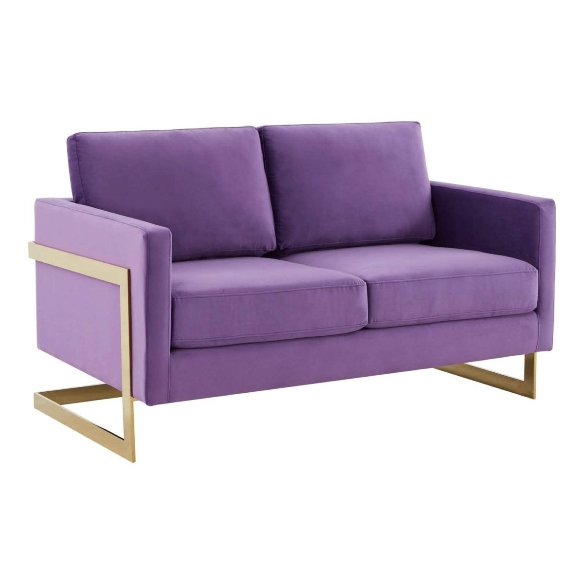 Lincoln Velvet/Leather Upholstered Loveseat with Gold/Black/Silver Steel Frame & Removable Cushions