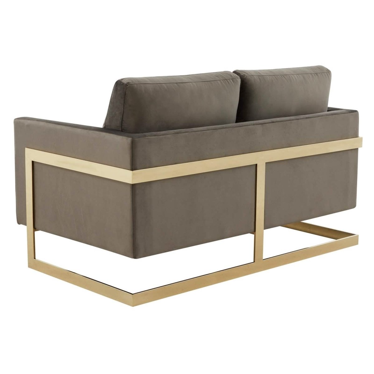 Lincoln Velvet/Leather Upholstered Loveseat with Gold/Black/Silver Steel Frame & Removable Cushions
