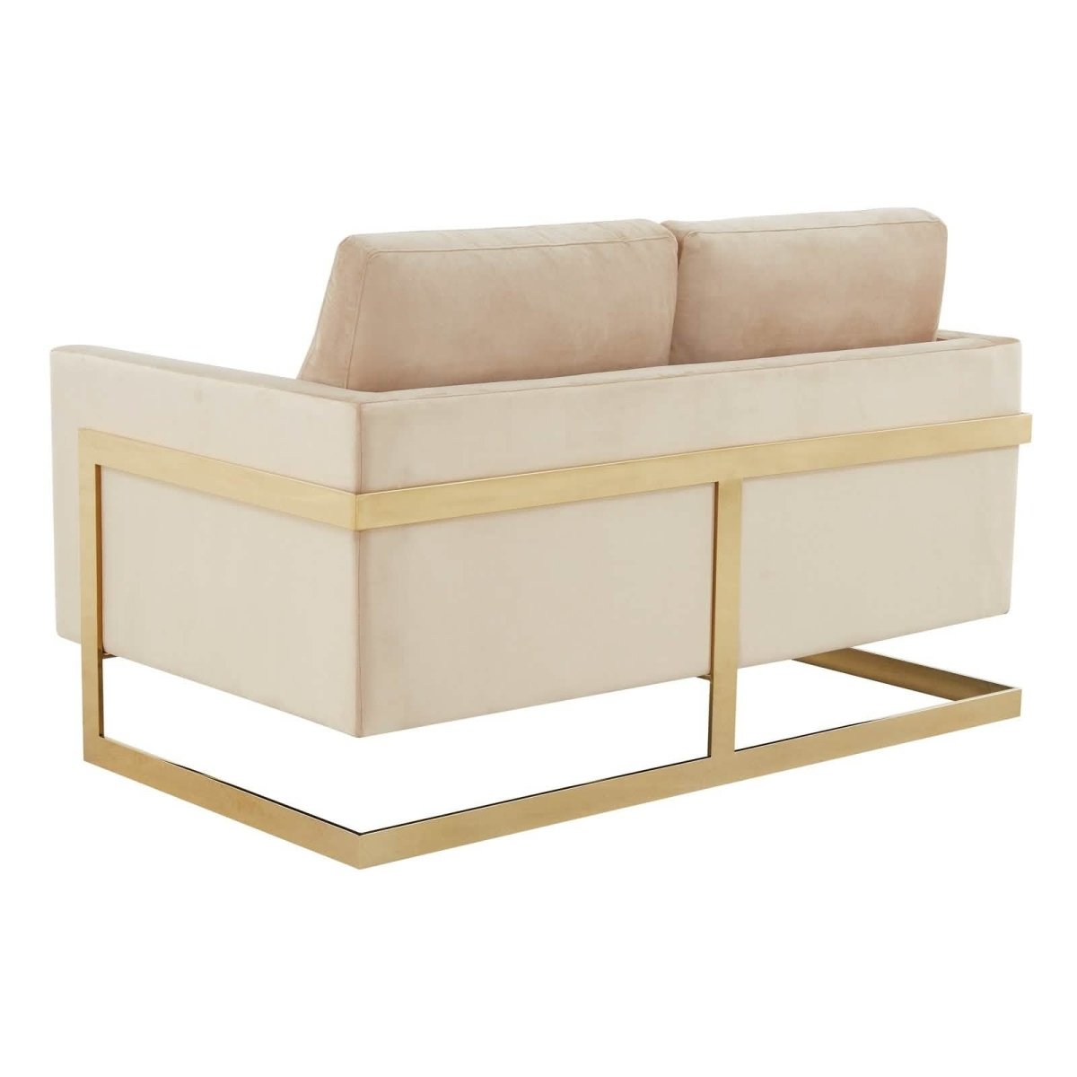 Lincoln Velvet/Leather Upholstered Loveseat with Gold/Black/Silver Steel Frame & Removable Cushions