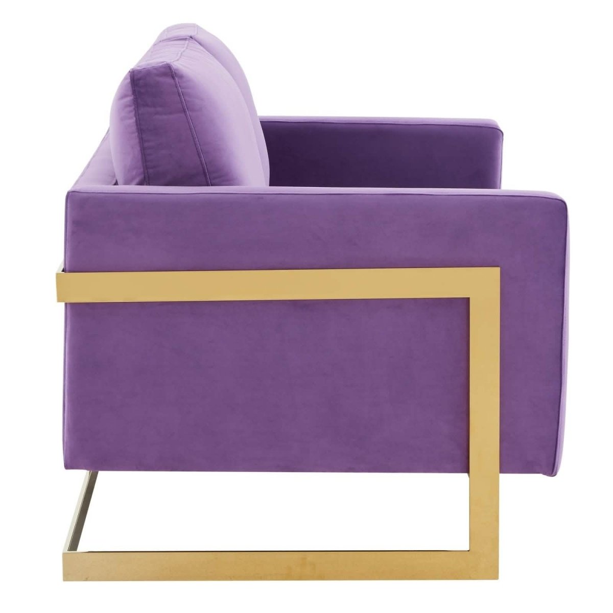 Lincoln Velvet/Leather Upholstered Loveseat with Gold/Black/Silver Steel Frame & Removable Cushions