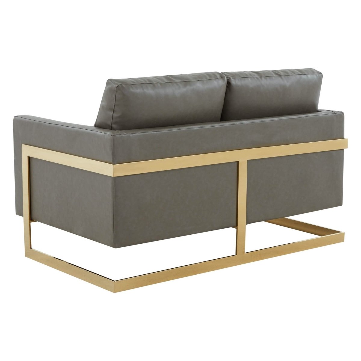 Lincoln Velvet/Leather Upholstered Loveseat with Gold/Black/Silver Steel Frame & Removable Cushions