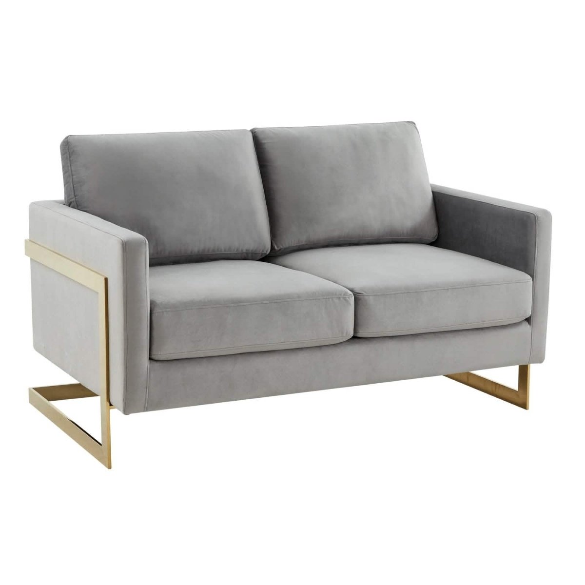 Lincoln Velvet/Leather Upholstered Loveseat with Gold/Black/Silver Steel Frame & Removable Cushions