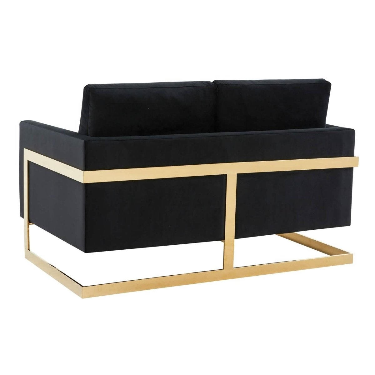 Lincoln Velvet/Leather Upholstered Loveseat with Gold/Black/Silver Steel Frame & Removable Cushions