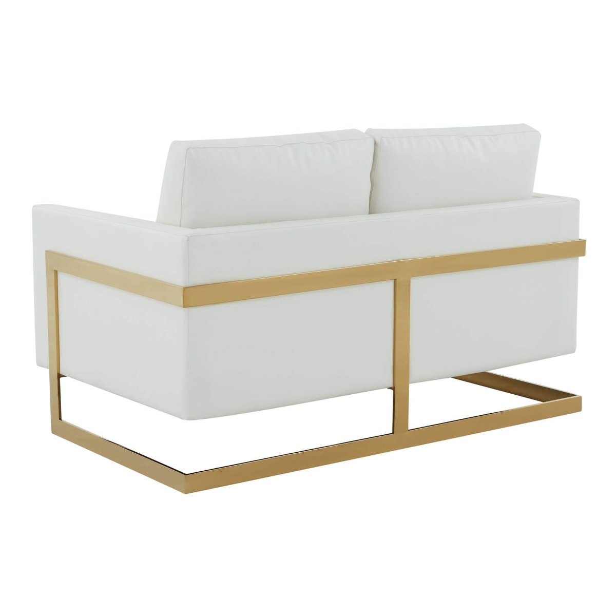 Lincoln Velvet/Leather Upholstered Loveseat with Gold/Black/Silver Steel Frame & Removable Cushions