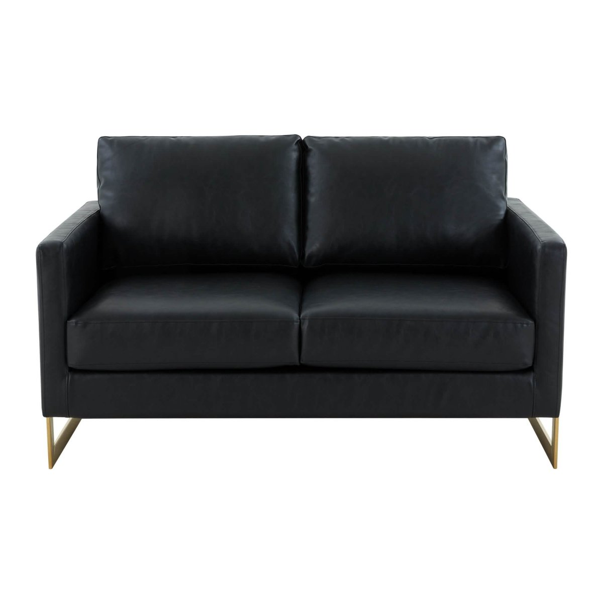 Lincoln Velvet/Leather Upholstered Loveseat with Gold/Black/Silver Steel Frame & Removable Cushions