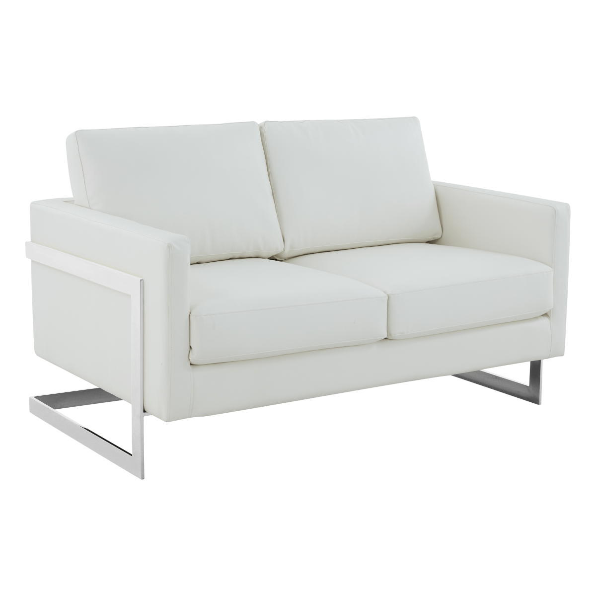 Lincoln Velvet/Leather Upholstered Loveseat with Gold/Black/Silver Steel Frame & Removable Cushions