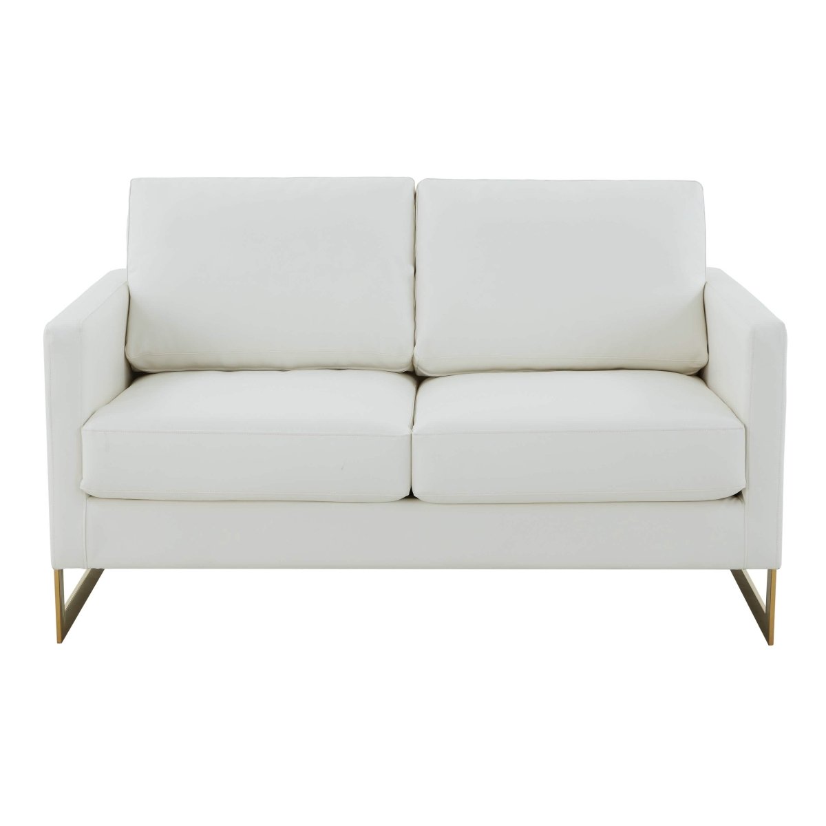 Lincoln Velvet/Leather Upholstered Loveseat with Gold/Black/Silver Steel Frame & Removable Cushions