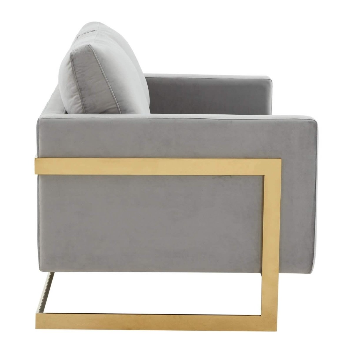 Lincoln Velvet/Leather Upholstered Loveseat with Gold/Black/Silver Steel Frame & Removable Cushions