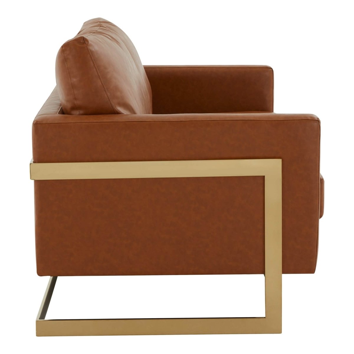 Lincoln Velvet/Leather Upholstered Loveseat with Gold/Black/Silver Steel Frame & Removable Cushions