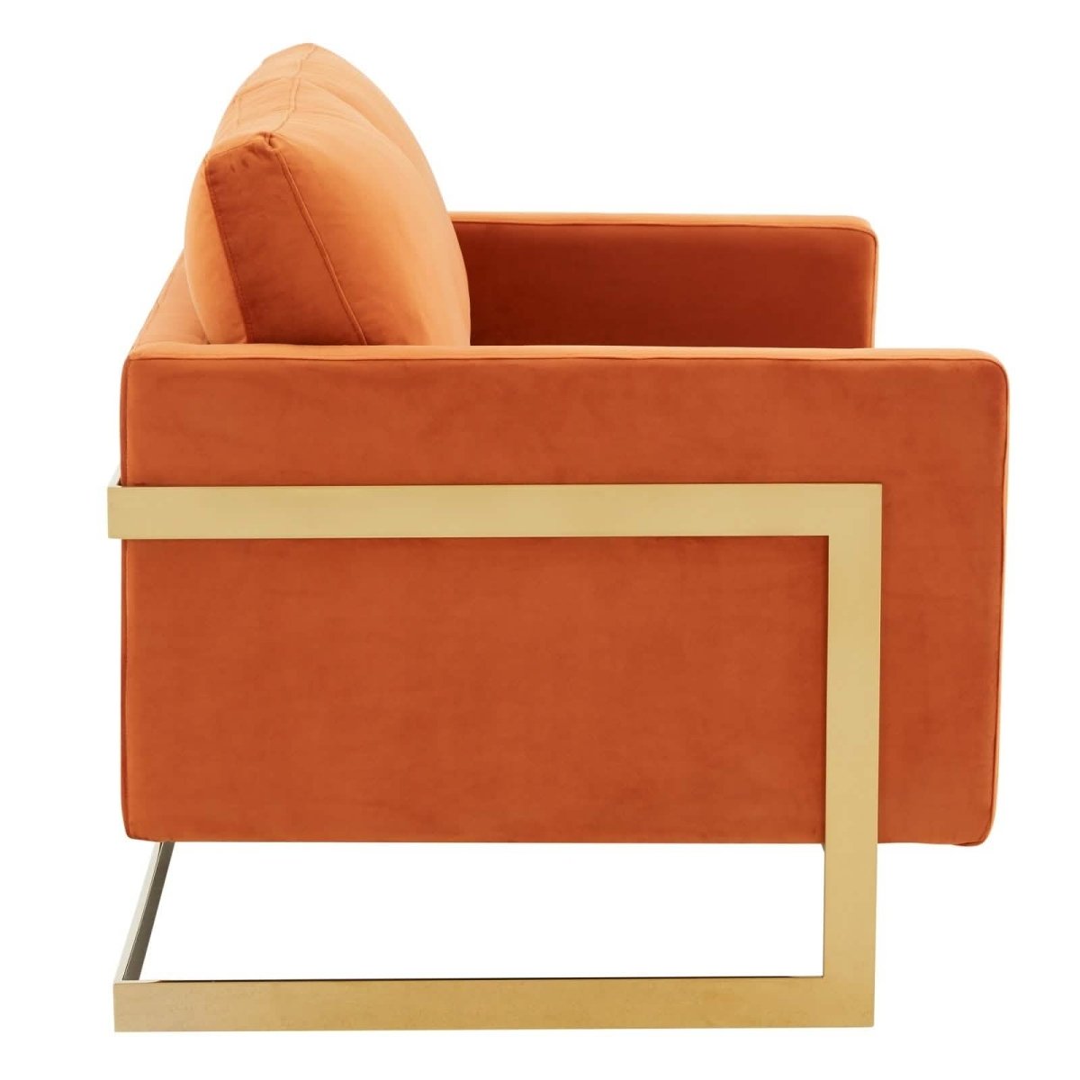 Lincoln Velvet/Leather Upholstered Loveseat with Gold/Black/Silver Steel Frame & Removable Cushions