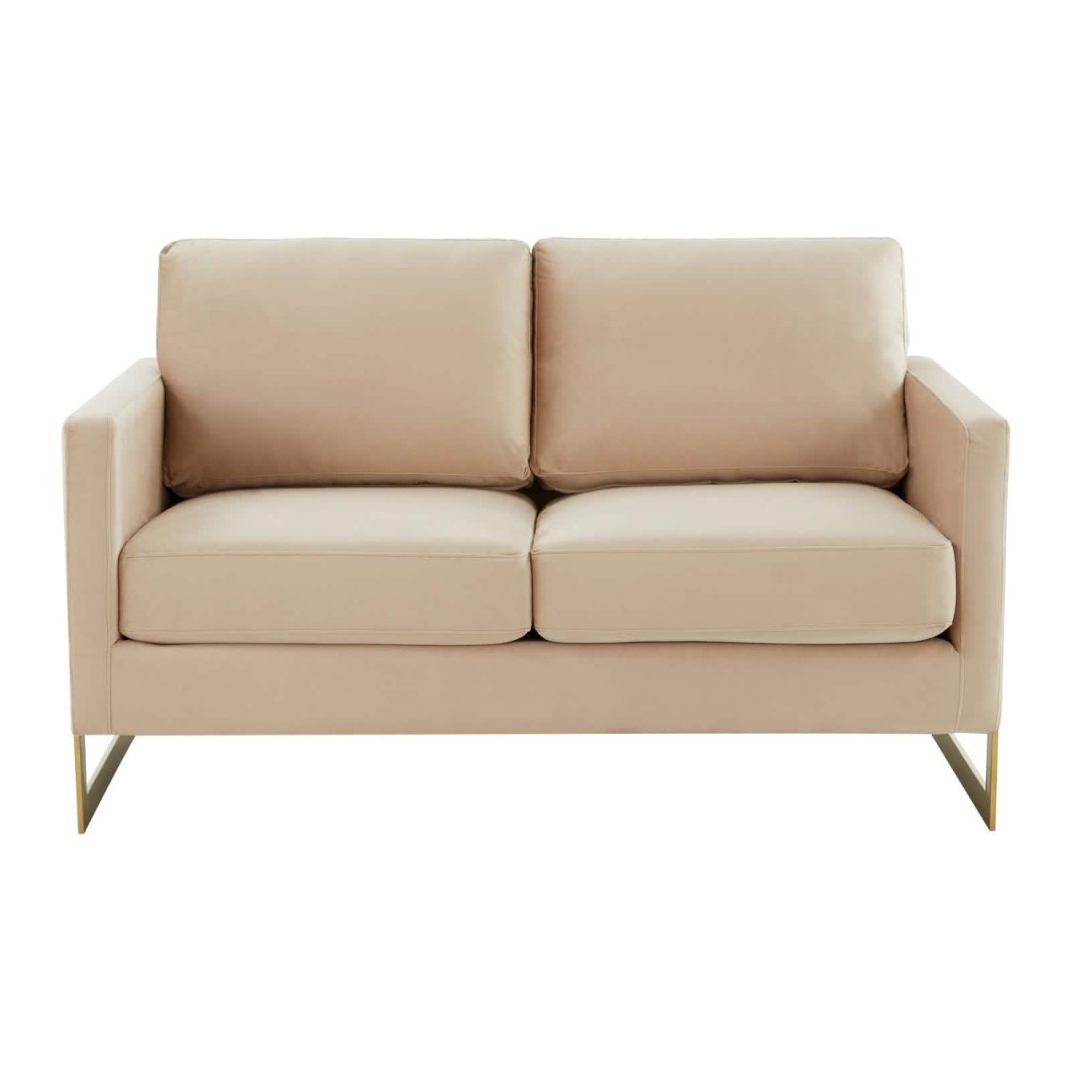 Lincoln Velvet/Leather Upholstered Loveseat with Gold/Black/Silver Steel Frame & Removable Cushions