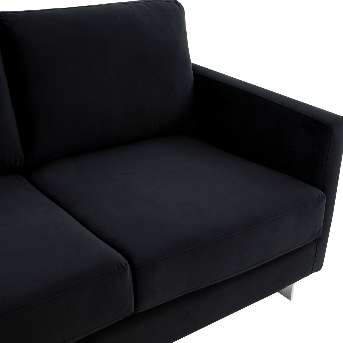 Lincoln Velvet/Leather Upholstered Loveseat with Gold/Black/Silver Steel Frame & Removable Cushions