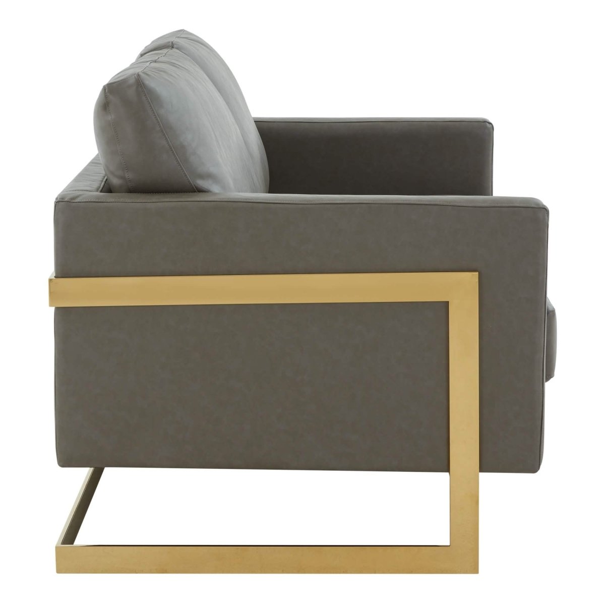 Lincoln Velvet/Leather Upholstered Loveseat with Gold/Black/Silver Steel Frame & Removable Cushions