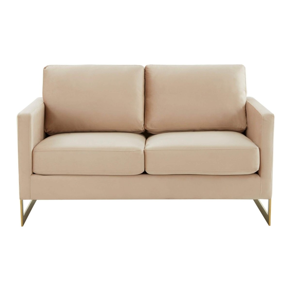 Lincoln Velvet/Leather Upholstered Loveseat with Gold/Black/Silver Steel Frame & Removable Cushions