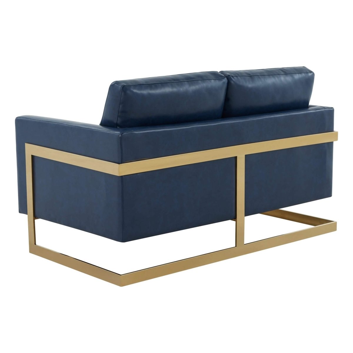 Lincoln Velvet/Leather Upholstered Loveseat with Gold/Black/Silver Steel Frame & Removable Cushions