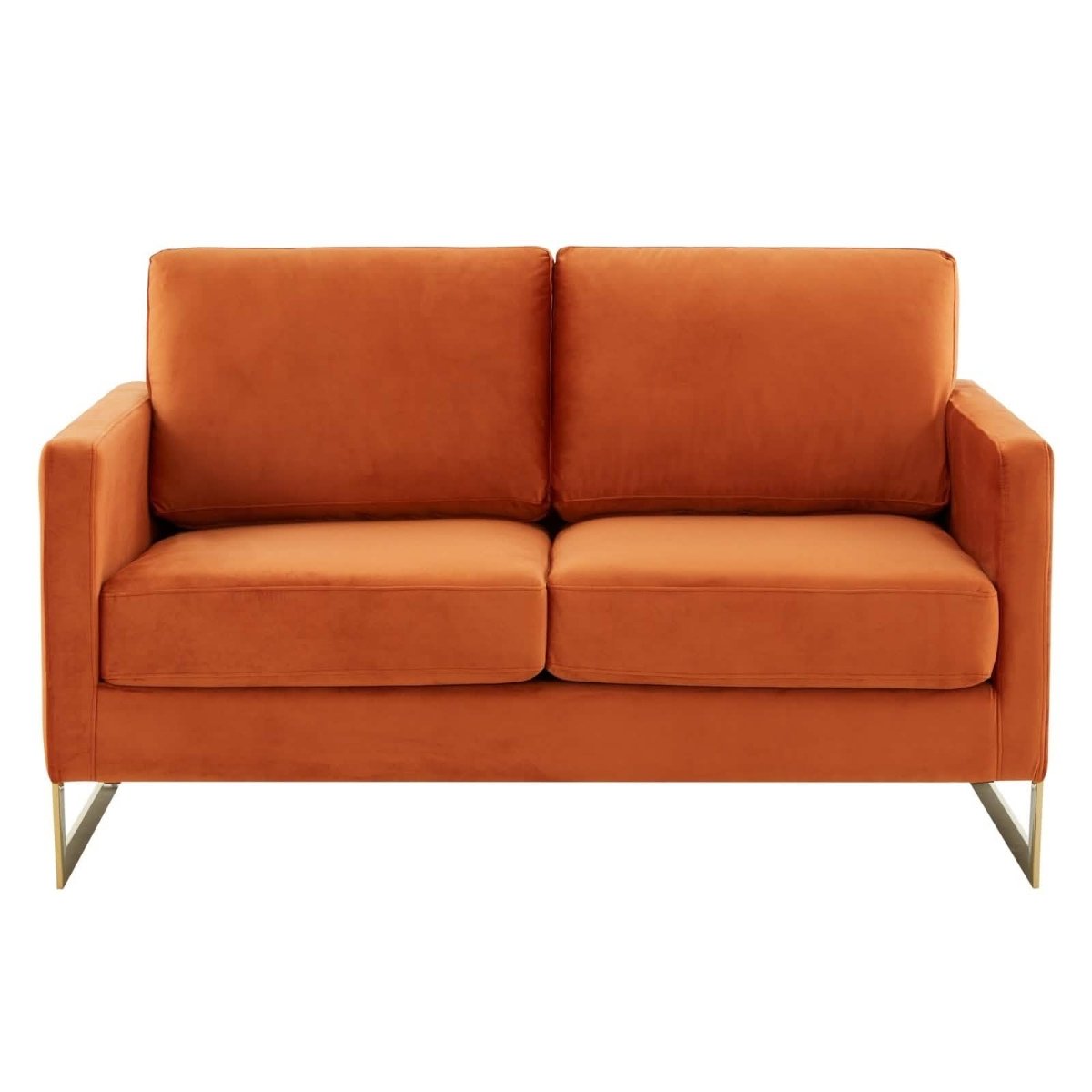 Lincoln Velvet/Leather Upholstered Loveseat with Gold/Black/Silver Steel Frame & Removable Cushions
