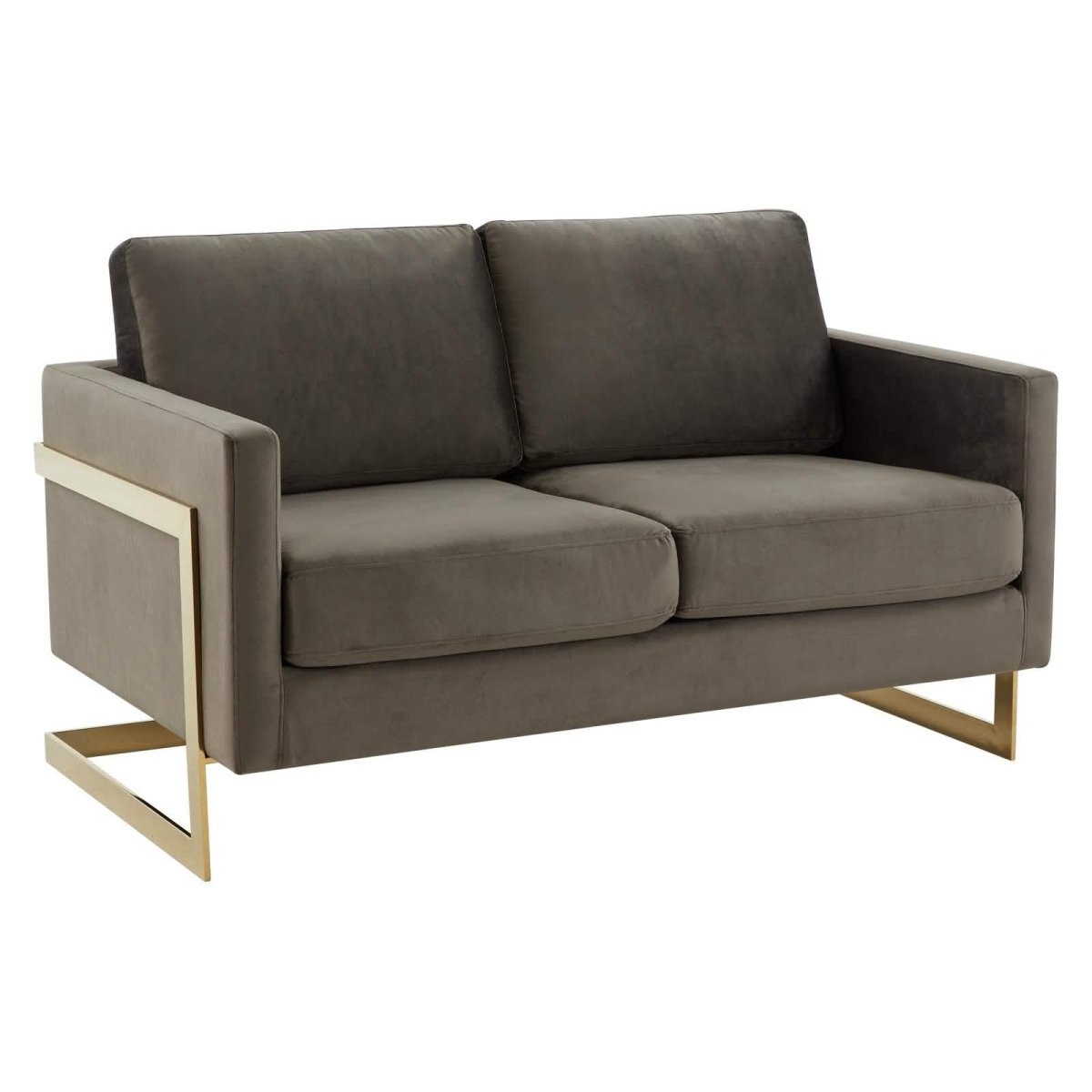 Lincoln Velvet/Leather Upholstered Loveseat with Gold/Black/Silver Steel Frame & Removable Cushions