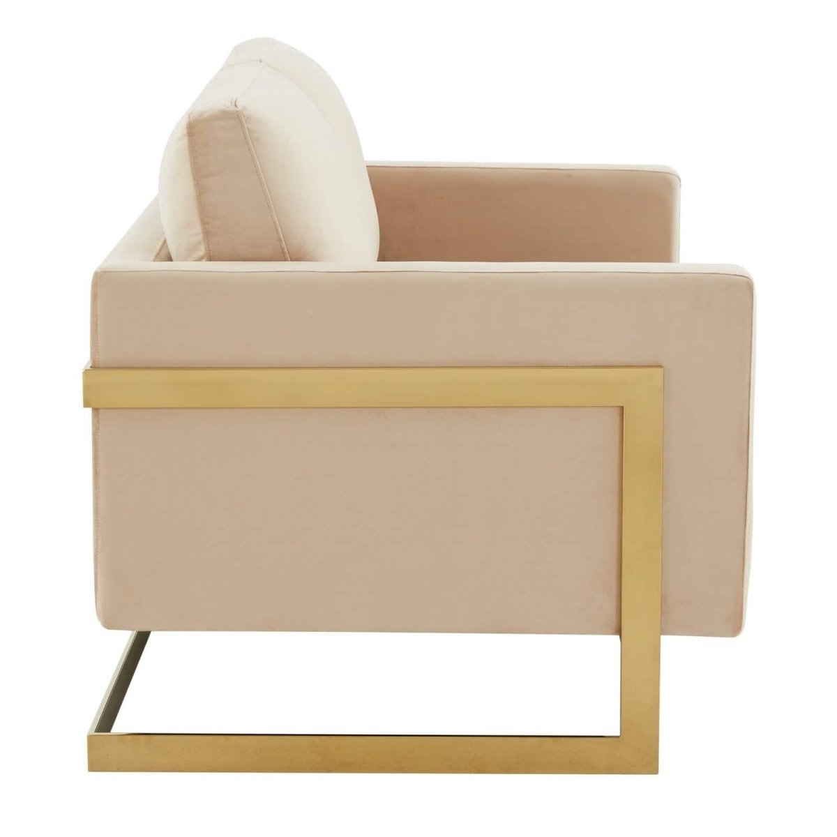 Lincoln Velvet/Leather Upholstered Loveseat with Gold/Black/Silver Steel Frame & Removable Cushions