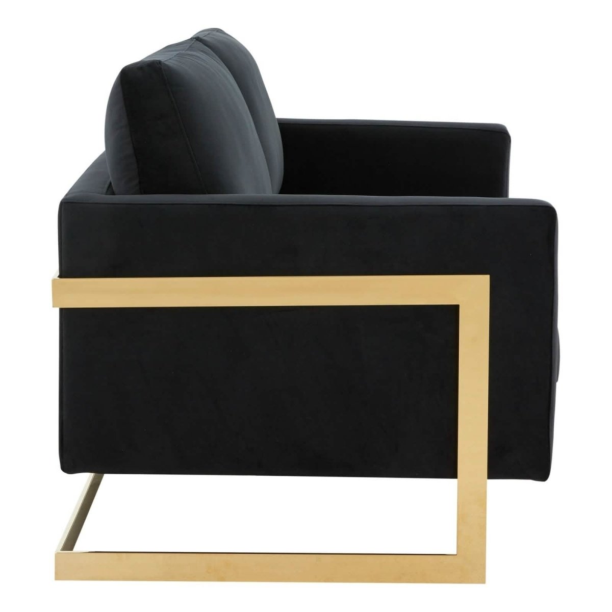 Lincoln Velvet/Leather Upholstered Loveseat with Gold/Black/Silver Steel Frame & Removable Cushions