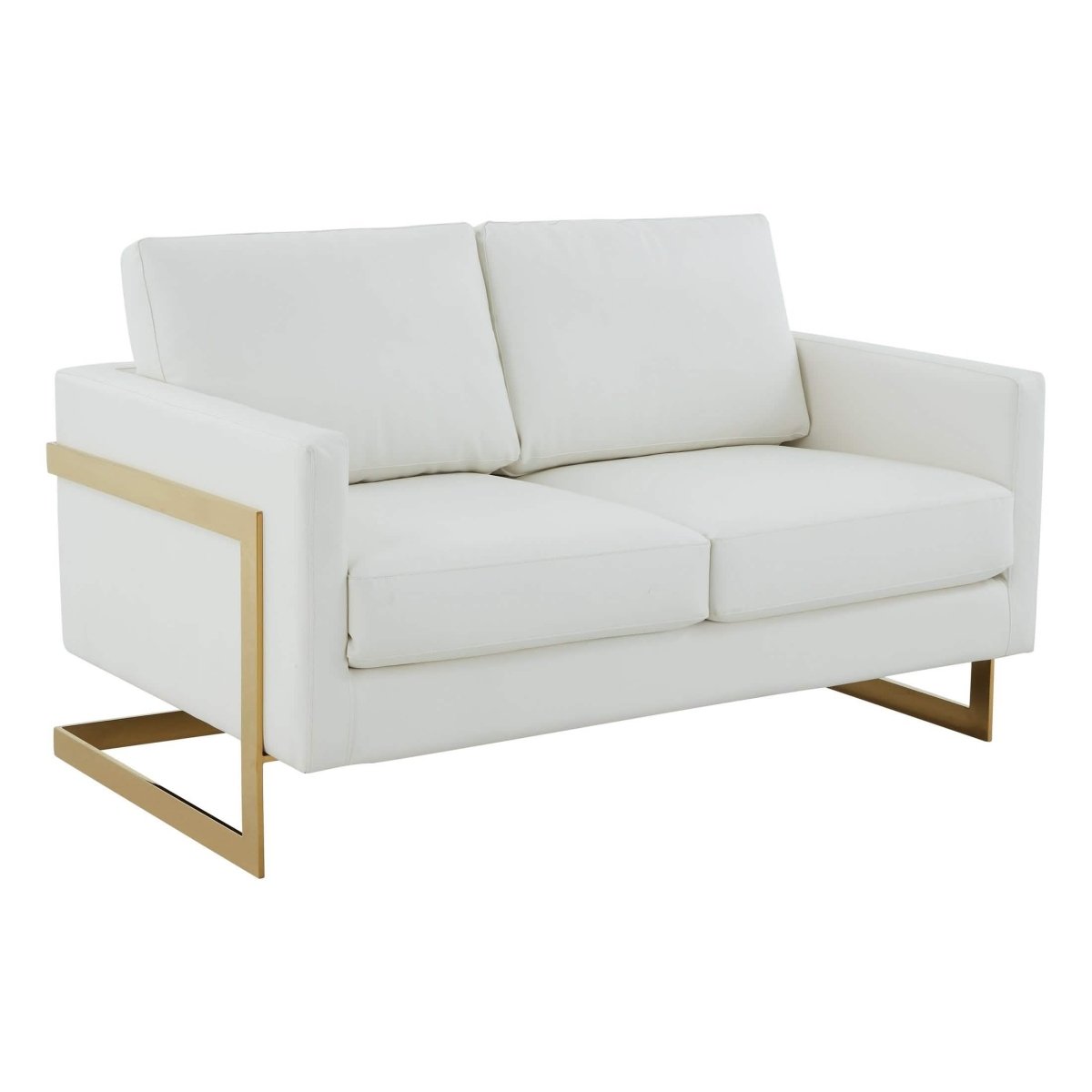 Lincoln Velvet/Leather Upholstered Loveseat with Gold/Black/Silver Steel Frame & Removable Cushions