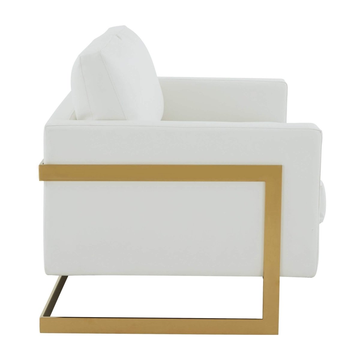Lincoln Velvet/Leather Upholstered Loveseat with Gold/Black/Silver Steel Frame & Removable Cushions