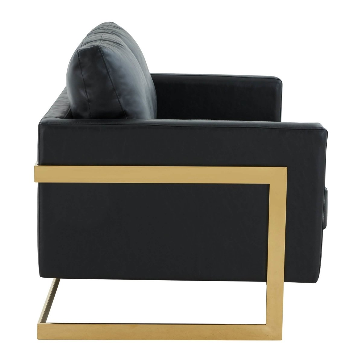 Lincoln Velvet/Leather Upholstered Loveseat with Gold/Black/Silver Steel Frame & Removable Cushions