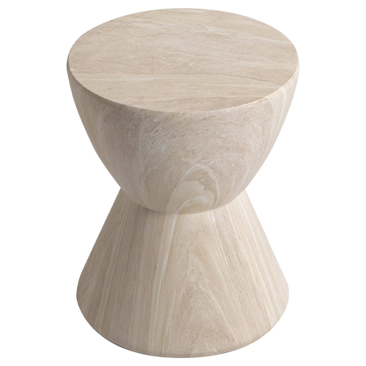 Loft 14" Wide Round Fiberstone Side End Table with Hourglass Design