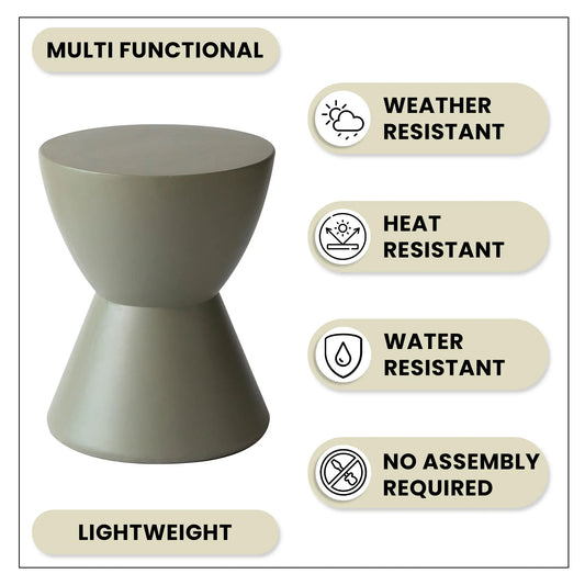LeisureMod Loft Collection Fiberglass Outdoor Side Table