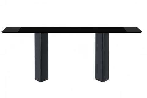 Lior Dining Table Rectangular Glass/Sintered Stone Tabletop and Black Steel Legs
