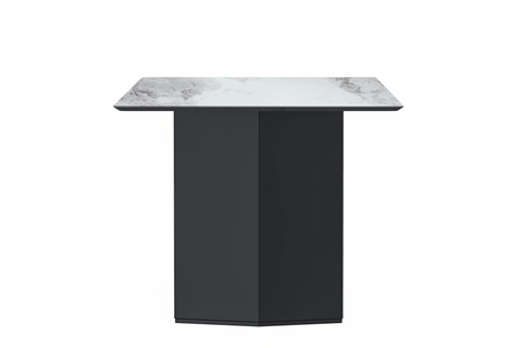 Lior Dining Table Rectangular Glass/Sintered Stone Tabletop and Black Steel Legs