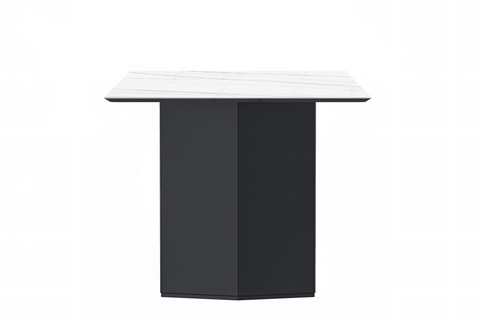 Lior Dining Table Rectangular Glass/Sintered Stone Tabletop and Black Steel Legs