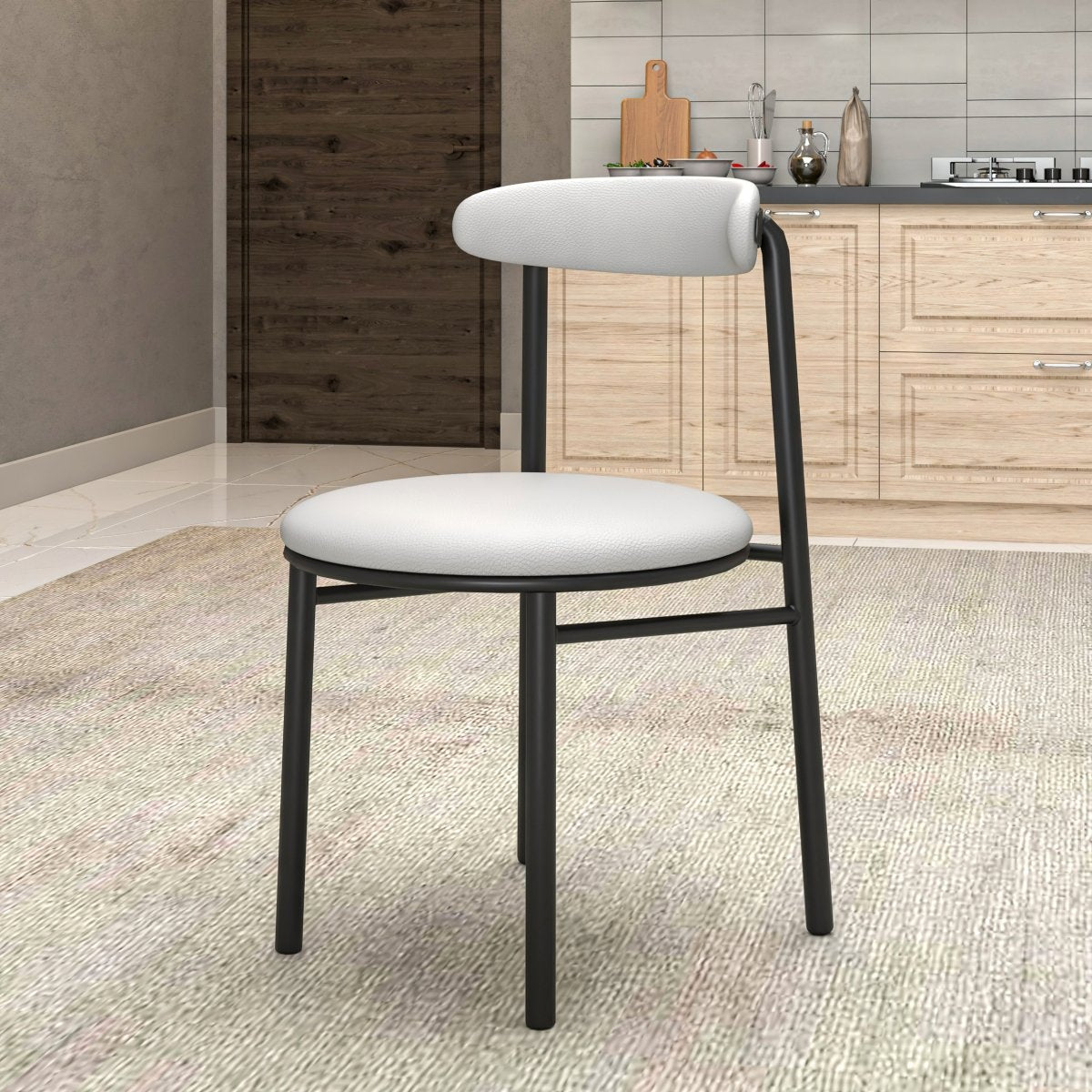 Lume Modern Dining Chair Upholstered in Polyester with Metal Legs