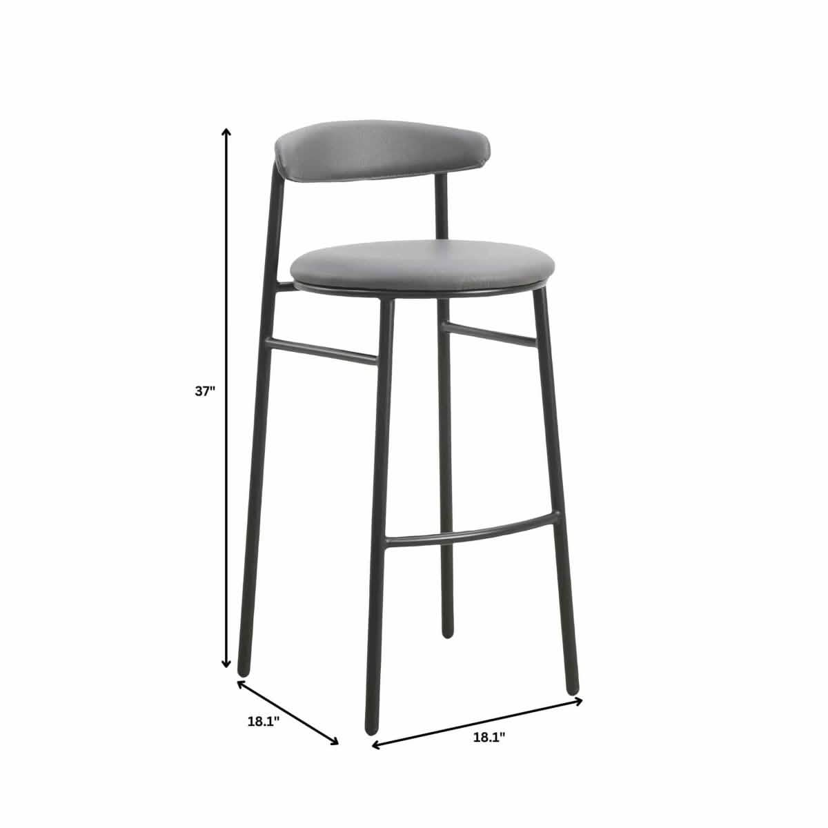 Lume Series Modern Bar Stool Upholstered in Leather Set 2
