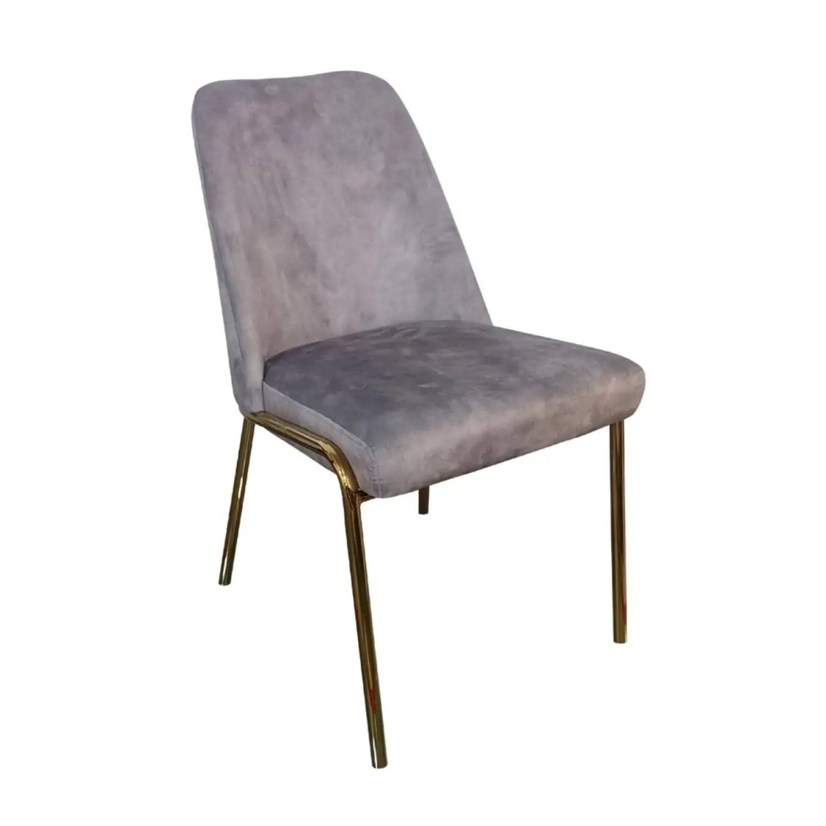 Lumen Modern Upholstered Dining Chair with Gold Steel Legs, Ergonomic Accent Chair Light Grey Velvet Dining Chair LeisureMod