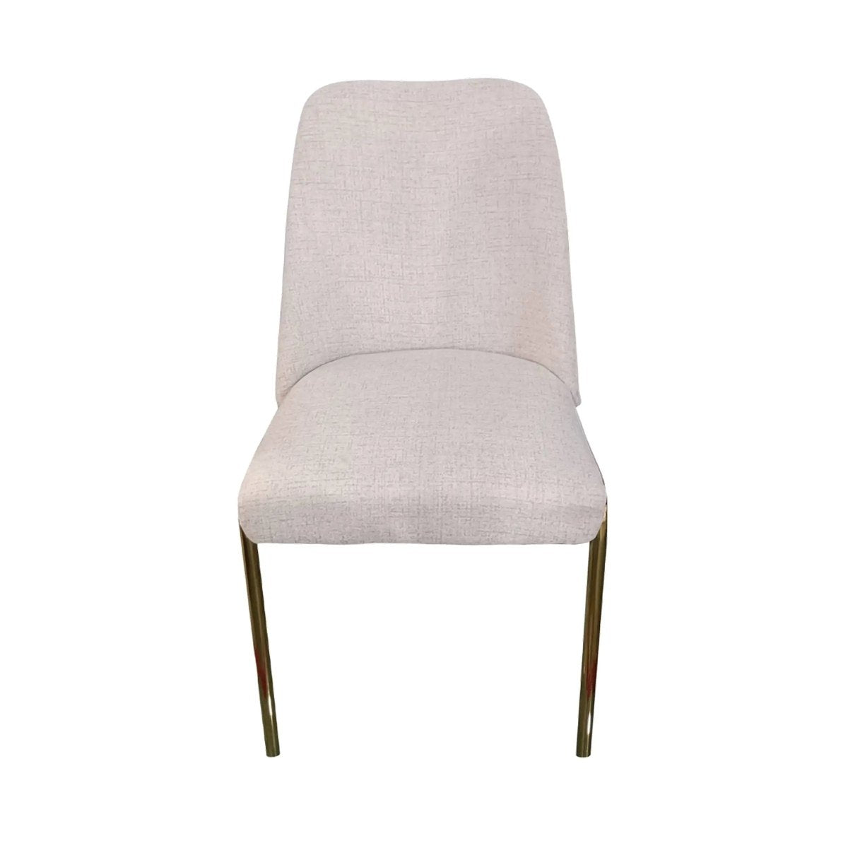 Lumen Modern Upholstered Dining Chair with Gold Steel Legs, Ergonomic Accent Chair White Linen Dining Chair LeisureMod