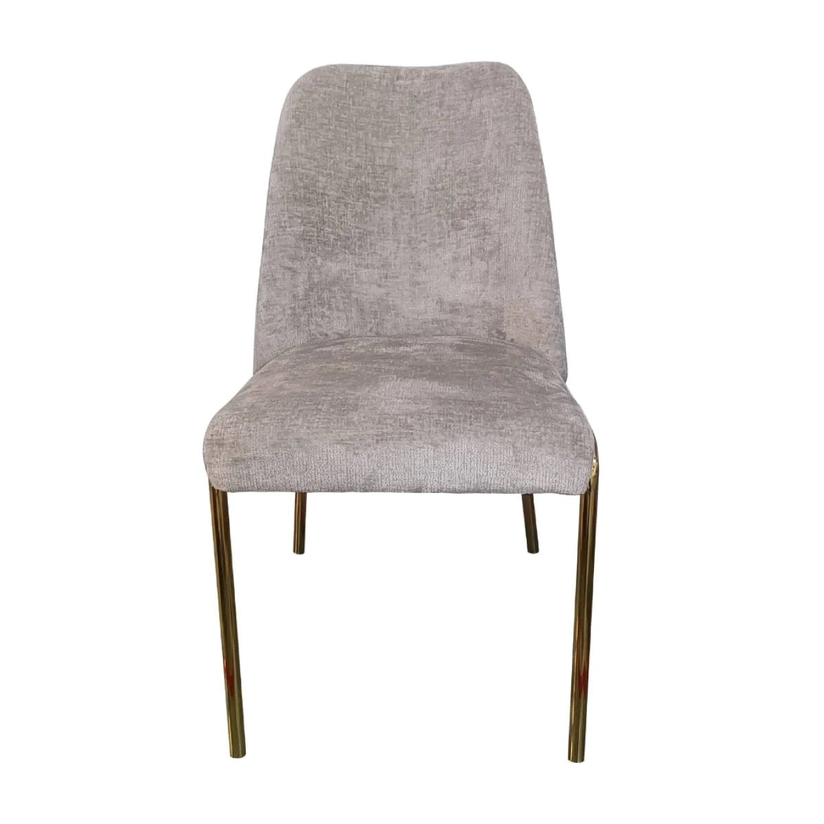 Lumen Modern Upholstered Dining Chair with Gold Steel Legs, Ergonomic Accent Chair Grey Boucle Dining Chair LeisureMod