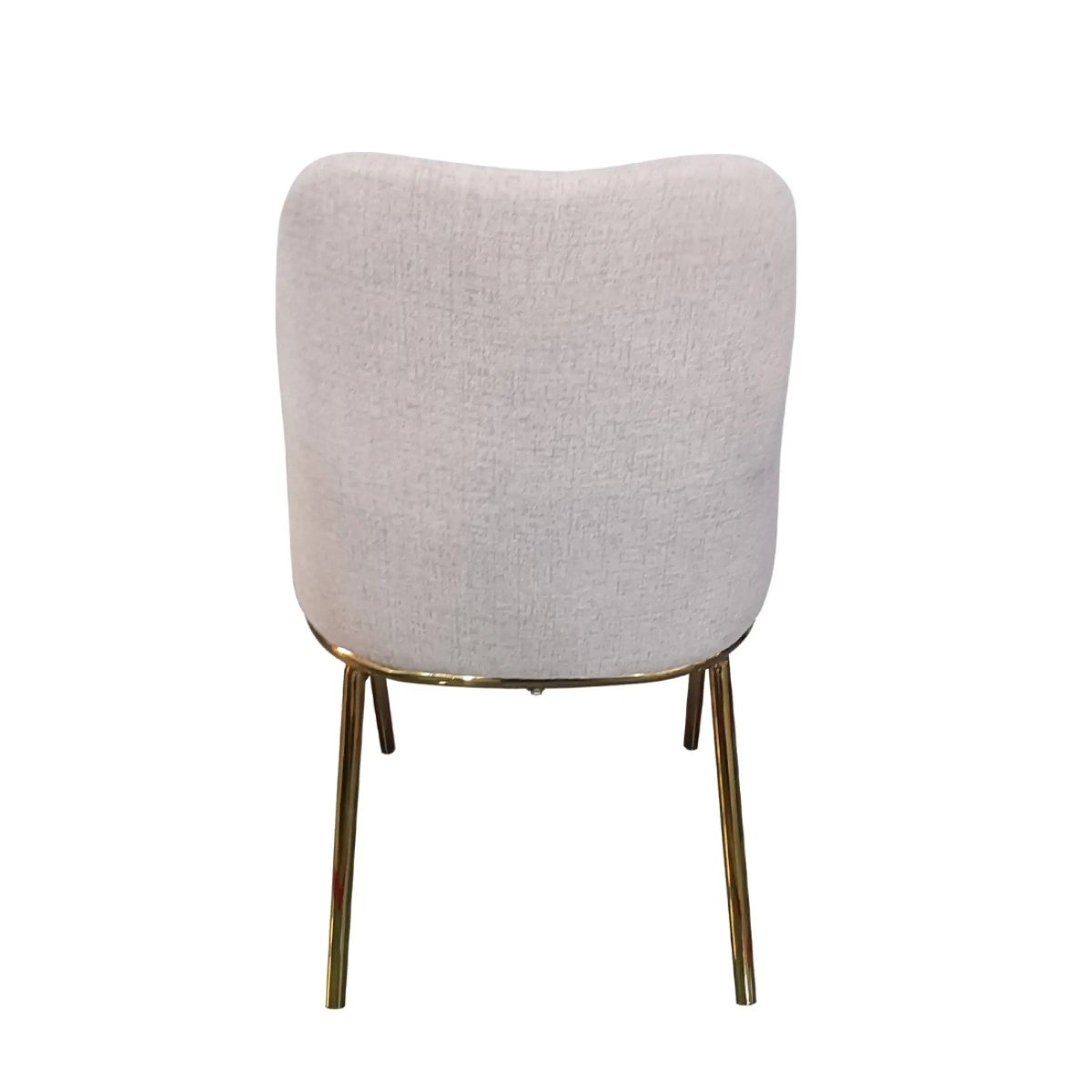 Lumen Modern Upholstered Dining Chair with Gold Steel Legs, Ergonomic Accent Chair White Linen Dining Chair LeisureMod