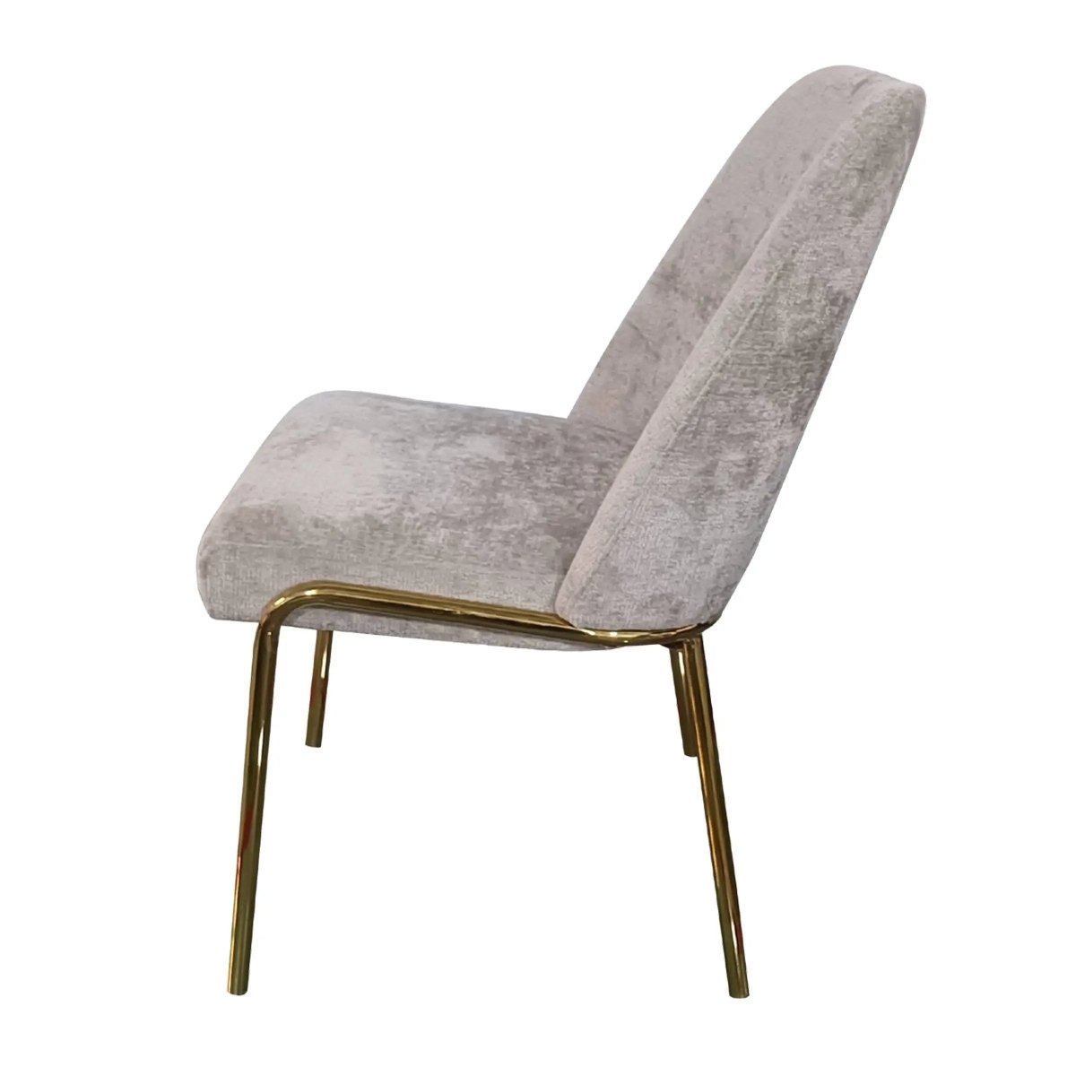 Lumen Modern Upholstered Dining Chair with Gold Steel Legs, Ergonomic Accent Chair Grey Boucle Dining Chair LeisureMod
