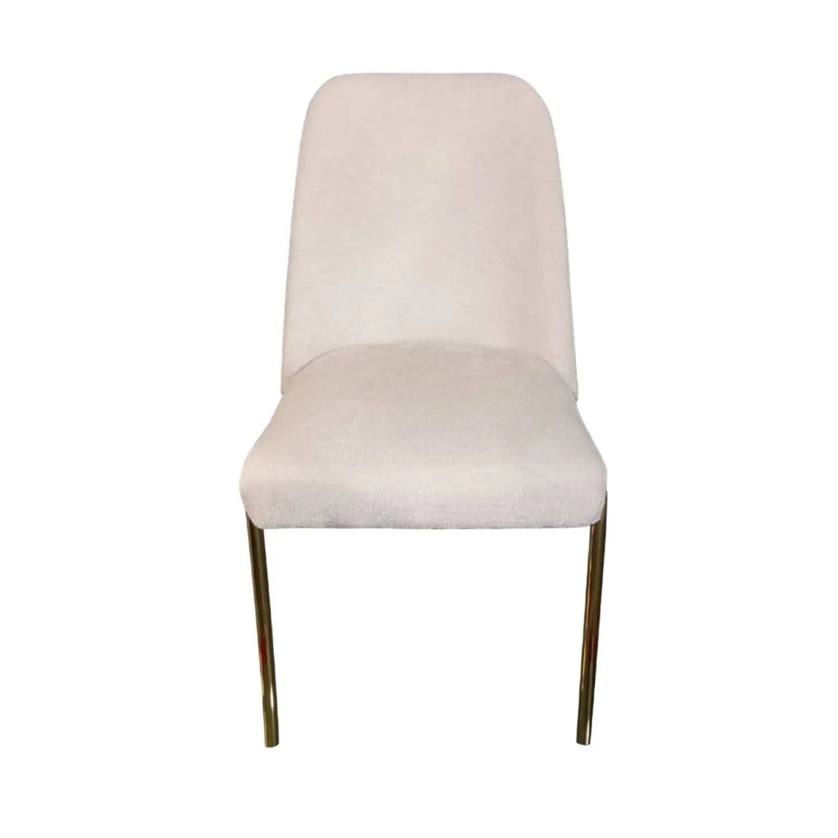 Lumen Modern Upholstered Dining Chair with Gold Steel Legs, Ergonomic Accent Chair White Boucle Dining Chair LeisureMod