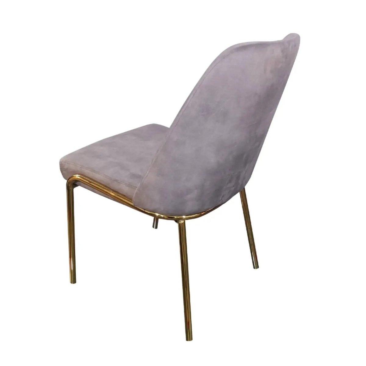 Lumen Modern Upholstered Dining Chair with Gold Steel Legs, Ergonomic Accent Chair Light Grey Velvet Dining Chair LeisureMod